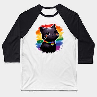 Pride LGBTQIA Trans Cute Black Cat Baseball T-Shirt